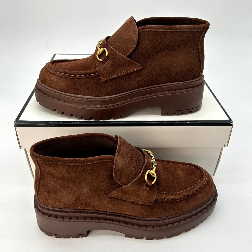 Steve Madden Presly Bootie Womens Size 8.5‎ Brown Suede Block Heel NEW